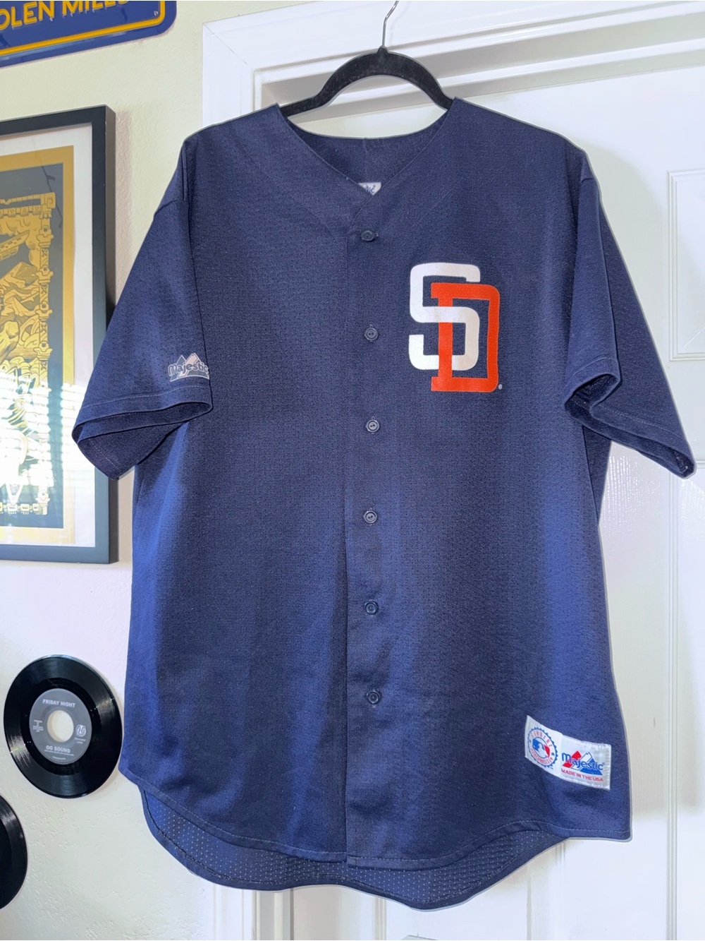 Majestic Navy and White MLB Patch Jersey